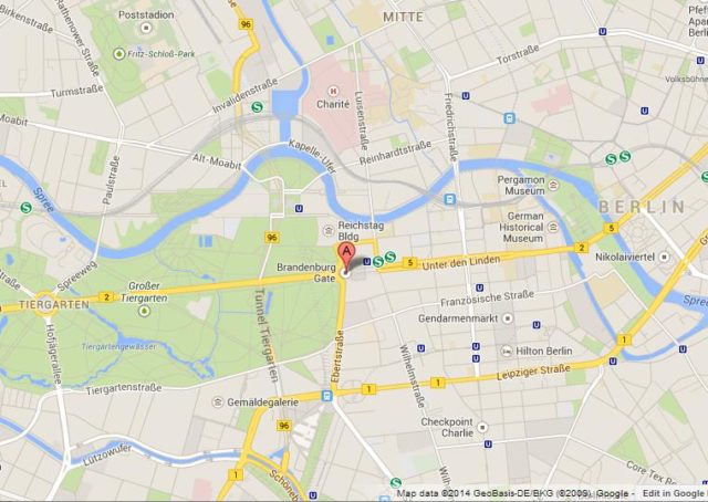 Where is Brandenburg Gate on Map of Berlin