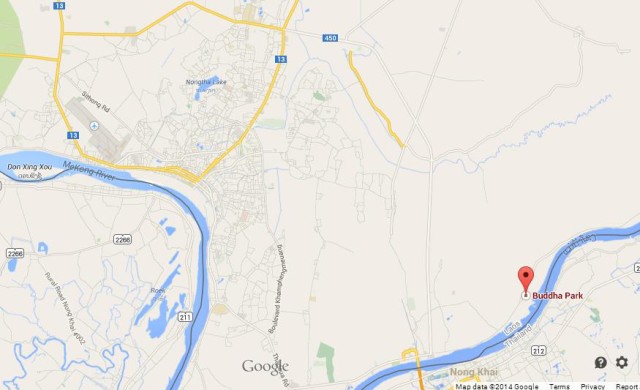 location Buddha Park on Map of Vientiane
