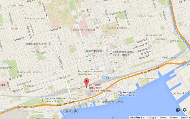 Where is CN Tower on Map of Toronto