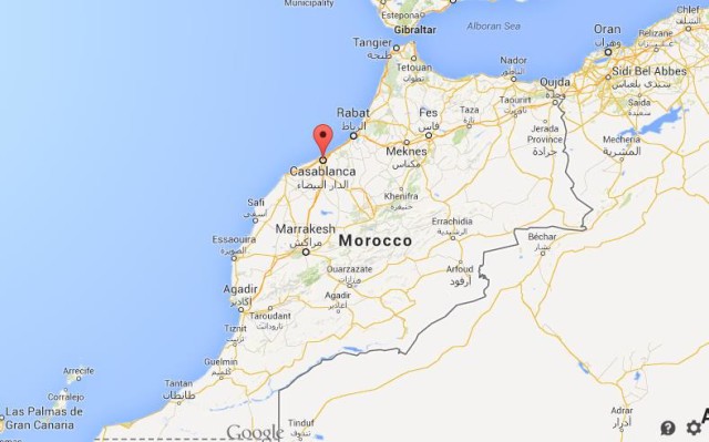 location Casablanca on map of Morocco