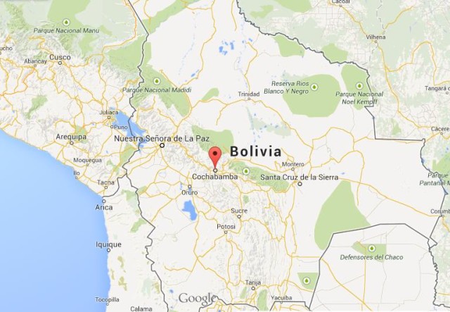 location Cochabamba on map Bolivia