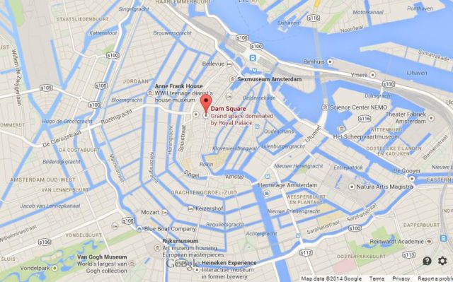 Where is Dam Square on Map of Netherlands