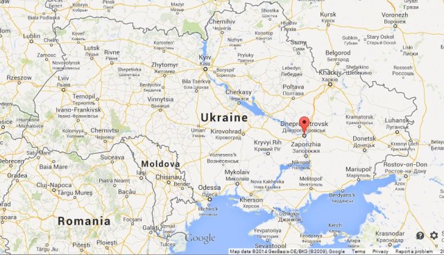 location Dnipropetrovsk on Map of Ukraine