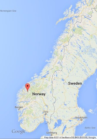 location of Geirangerfjord on Map of Norway