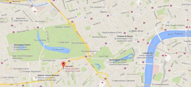 Where is Harrods on Map of London