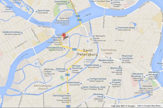 Where is Hermitage Museum on Map of St Petersburg