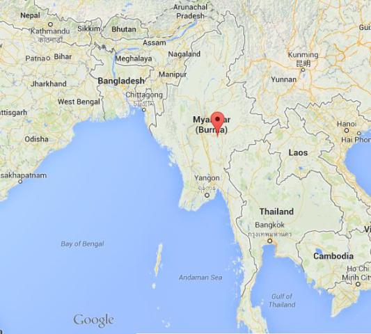 Where is Inle Lake on map of Myanmar