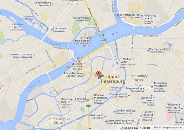 Where is Kazan Cathedral on Map of St Petersburg