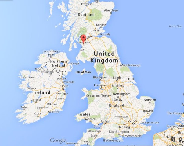 location Kilmarnock on map of UK