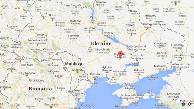 location Kryvyi Rih on Map of Ukraine