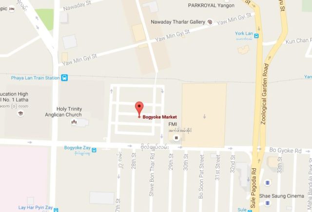 Map of Bogyoke Market Yangon