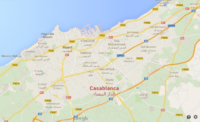 Map of Casablanca Morocco