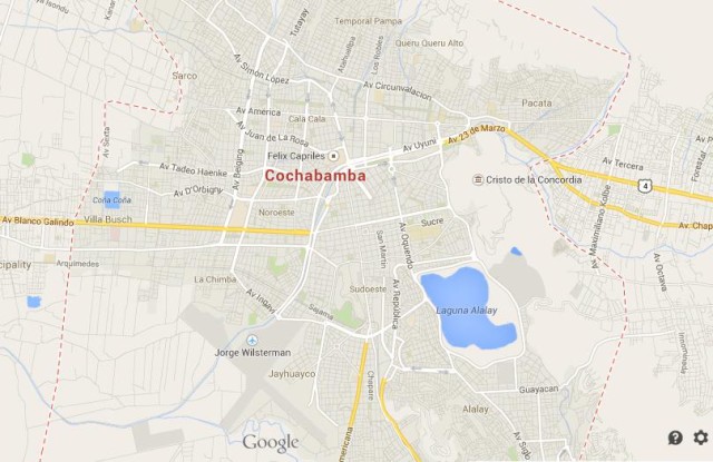 Map of Cochabamba Bolivia