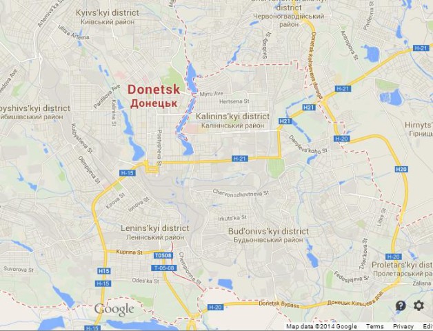 Map of Donetsk Ukraine
