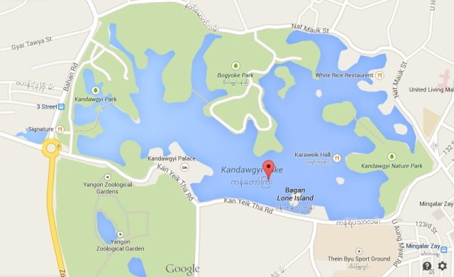Map of Kandawgyi Lake Yangon