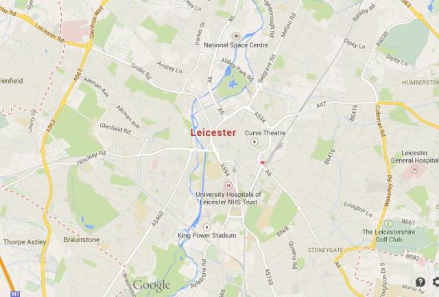 Map of Leicester England