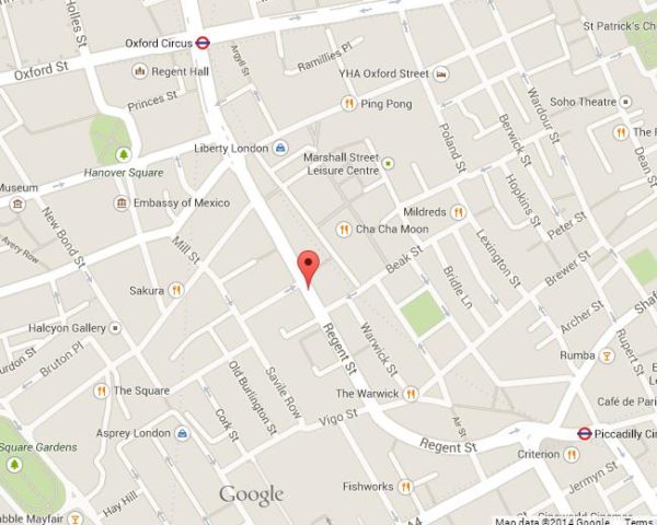 Map of Regent Street London