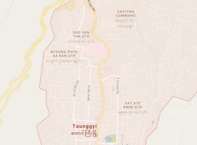 Map of Taunggyi Myanmar