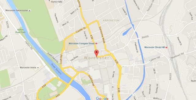 Map of Worcester England