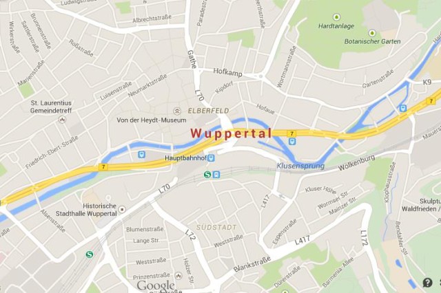 Map of Wuppertal Germany