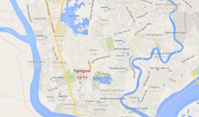 Map of Yangon Myanmar