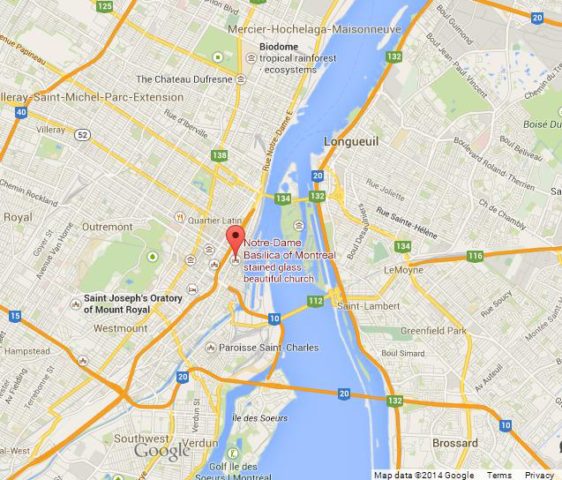 Where is Notre Dame Basilica on Map of Montreal