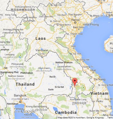 location Pakse on Map of Laos