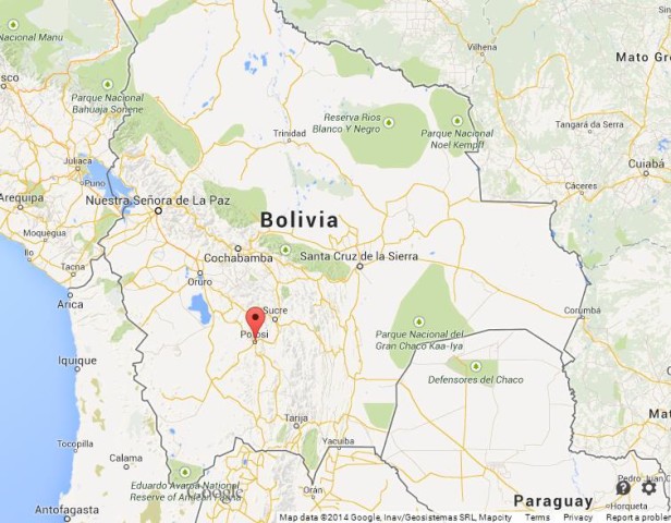 location Potosi on Map of Bolivia