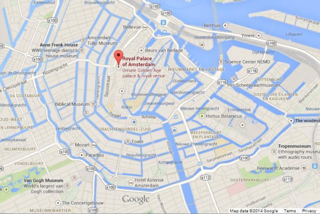 Where is Royal Palace on Map of Amsterdam