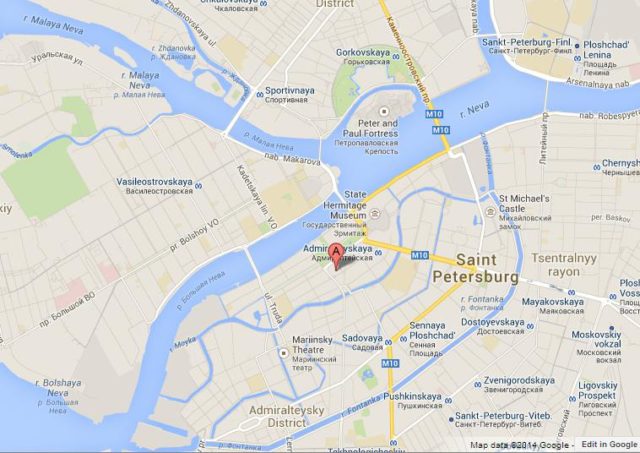 Where is St Isaac's Cathedral on Map of St Petersburg