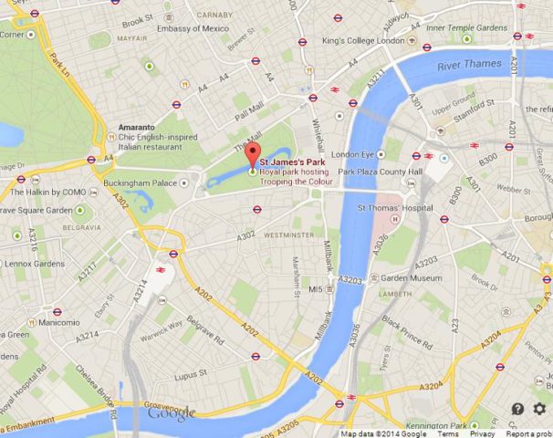 Where is St James Park on Map of London