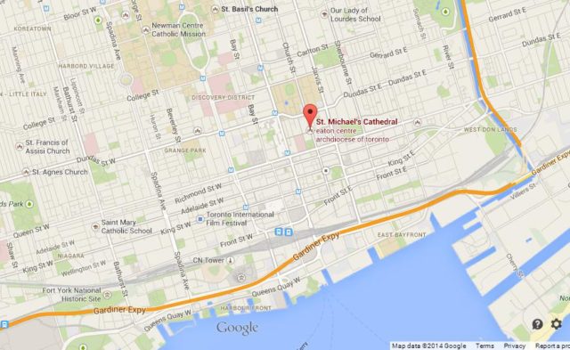 Where is St Michael's Cathedral on Map of Toronto