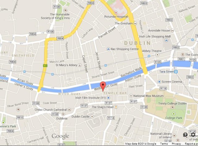 location Temple Bar on Map of Dublin