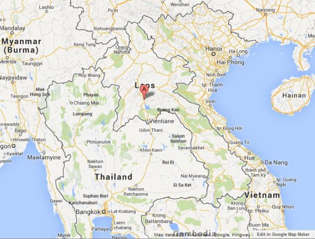 location Vang Vieng on Map of Laos