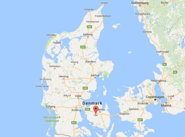 Location Funen on map Denmark