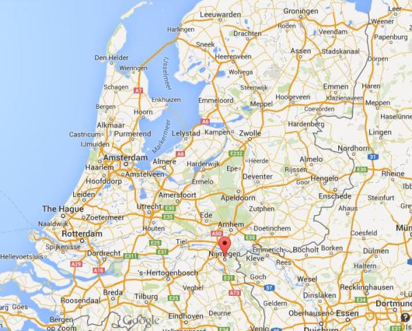location Nijmegen on map Netherlands
