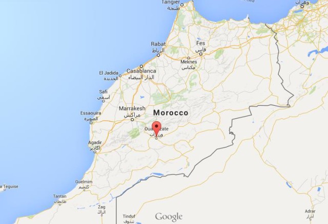 location Ouarzazate on map Morocco