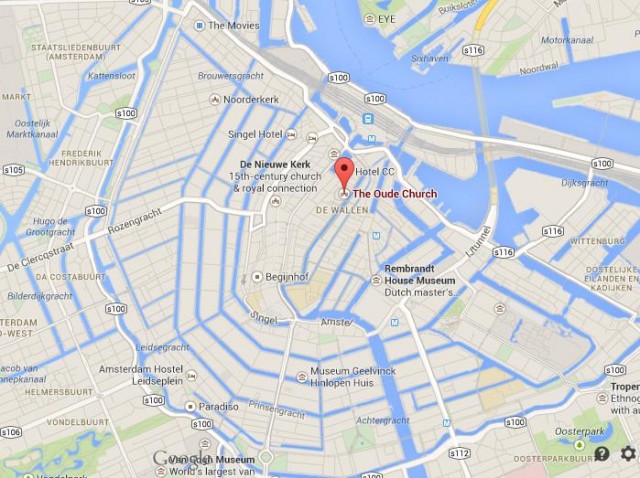 Location Oude Kerk map Amsterdam