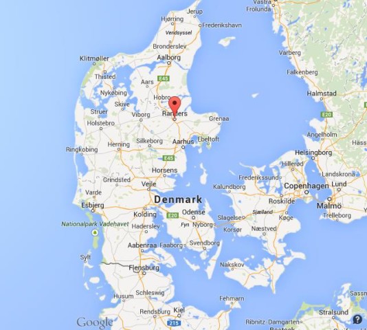 location Randers on map of Denmark