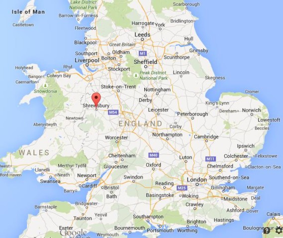 location Shrewsbury on map England