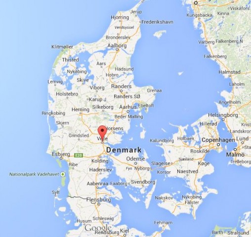 location Vejle on map of Denmark