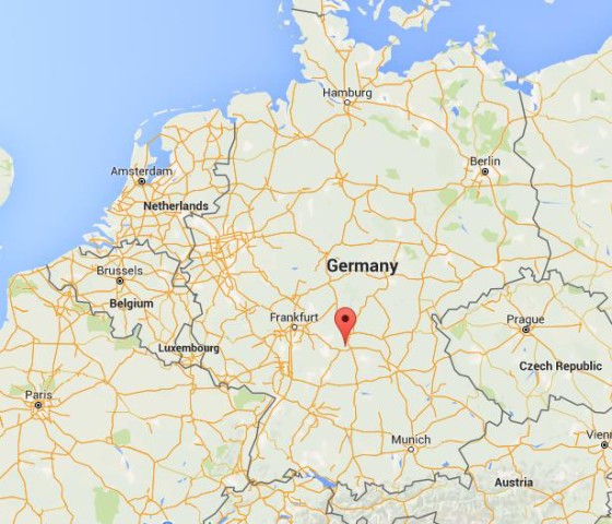 location Wurzburg on map Germany