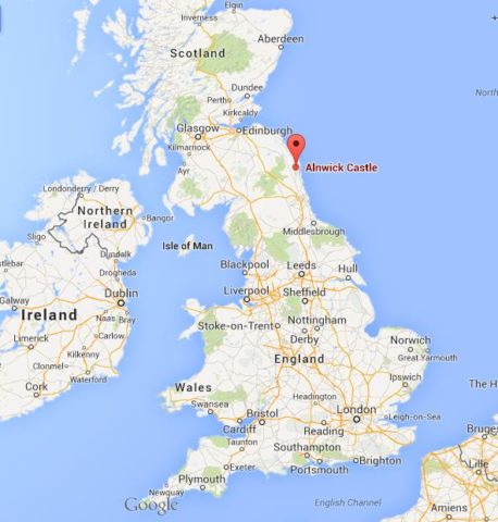 Where is Alnwick Castle on Map of UK