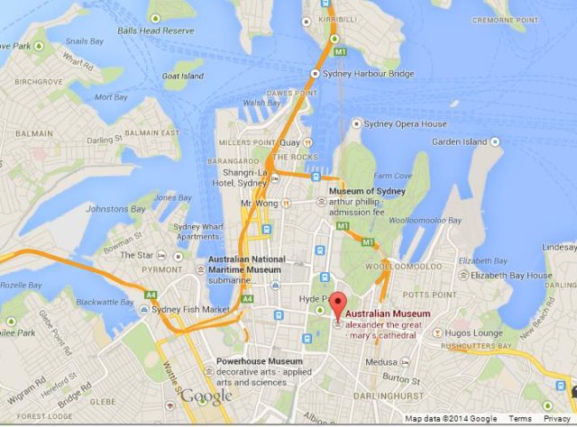 Where is Australian Museum on Map of Sydney