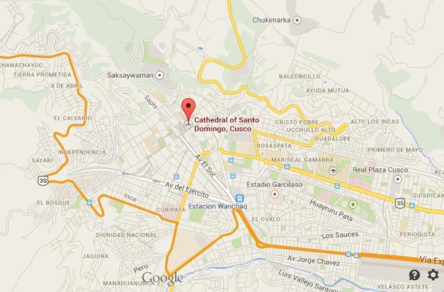 location Cathedral on Map of Cusco