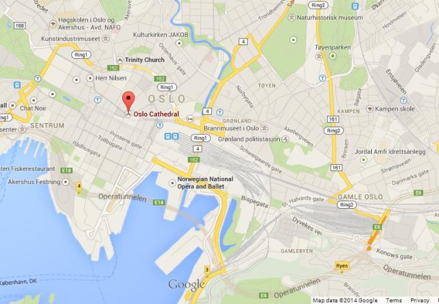 Where is Cathedral on Map of Oslo