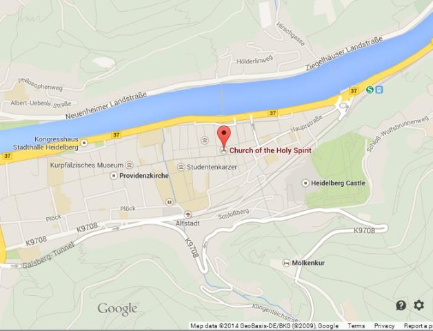 Where is Church of the Holy Spirit on Map of Heidelberg