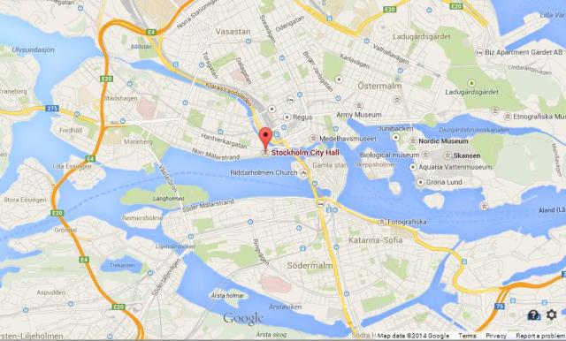 Where is City Hall on Map of Stockholm