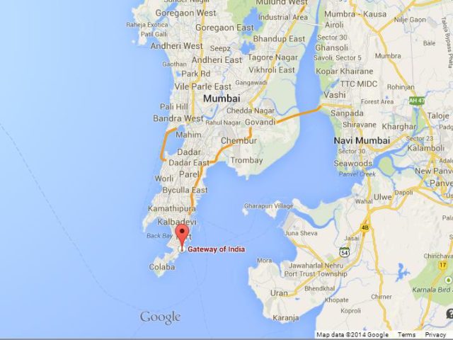Where is Gateway of India on Map of Mumbai