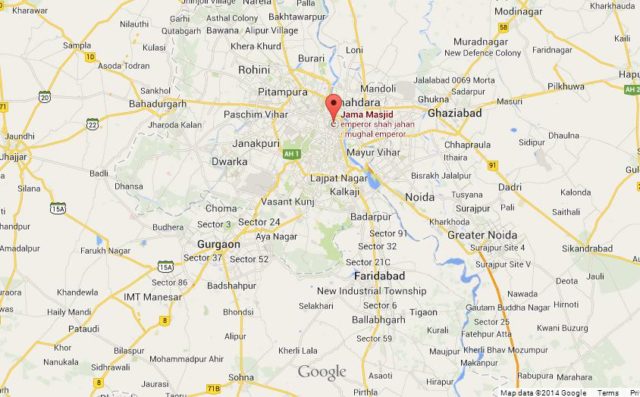 Where is Jama Masjid on Map of Delhi